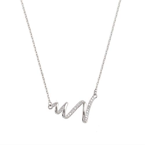 DOOLY Heartbeat Wave Rotation Rose Gold Color Cubic Zirconia Clavicle Chain Necklace For Women Girls Fashion Trendy Jewelry SN2366