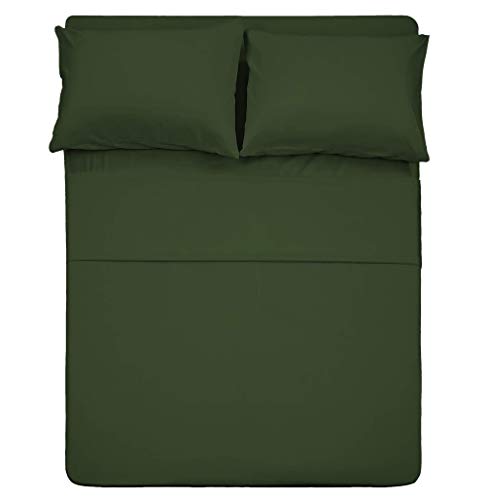 Best Season 4 Piece Bed Sheet Set (Full Size Olive Green) 1 Flat Sheet,1 Fitted Sheet and 2 Pillow Cases,100% Brushed Microfiber 1800 Luxury Bedding,Deep Pockets,Extra Soft & Fade Resistant