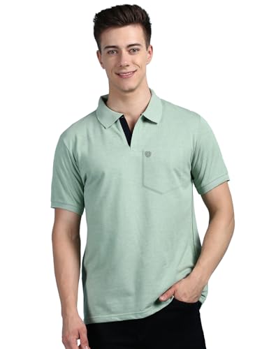 Lux Cozi Men's Half Sleeve Soild Casual T-Shirt with Chest Pocket_COZI_2122_MTGRN_XL_1PC Mint Green