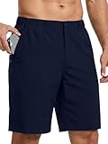EIGIOO Mens Casual Shorts Lightweight Quick Dry Golf Hiking Vacation Work Shorts 7 Inch with Pockets Navy Blue L