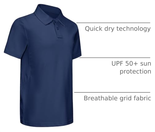 Image of MIVEI Kids' Performance School Uniform Polo Shirt Breathable UPF50+ | Youth Boys Girls Short Sleeve Golf Collared Shirts Grid Dry Fit Wrinkle Free Stretch Lightweight Cool Athletic Button Dress