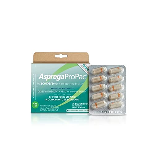 ScimeraMD® Asprega ProPac Probiotics and Prebiotics Supplement for Digestive Health and Immune System Support, 35 Billion CFUs, 10 CT