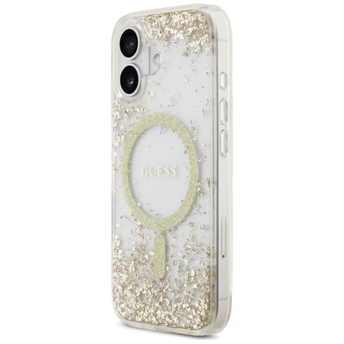 Coque Guess pailletée compatible MagSafe iPhone 17 dorée en résine - 2