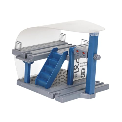 Train Track Accessory Building Educational Railway Station Electric Train Station for Preschool Activity Gift, Dark Blue