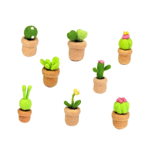 KONTONTY 8Pcs Mini Cactus Needle Felt Kit Wool Felting Decoration for Beginners Crafting Materials for Unique Ornaments and Home Decor Fun and Easy to Use