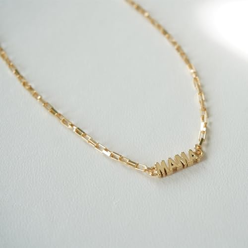 Mama Bracelet For Women, To My Mom 18k Gold Plated Mini Letter Box Paperclip Chain Stainless Steel Mothers Day Statement Gift Jewelry3