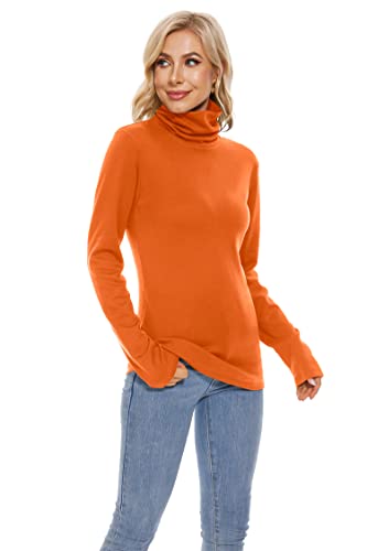 Image of TAIPOVE Cotton Fleece Lined Turtleneck Top for Women Long Sleeve Mock Turtle Neck Lightweight Sweater Thermal Underwear Shirt