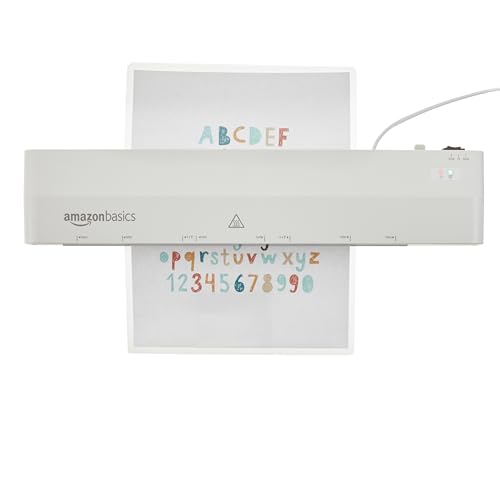 Amazon Basics 30.48 cm Thermal Laminator Machine with Rapid Warm-Up (1 min), 20 Assorted Laminating Pouches Included, White image 5