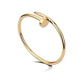 SLYSZMC Classic 18K Gold Nail Bracelet, Open Cuff Bracelet for Women, Exclusive Fashion Gift for Stylish Women and Men
