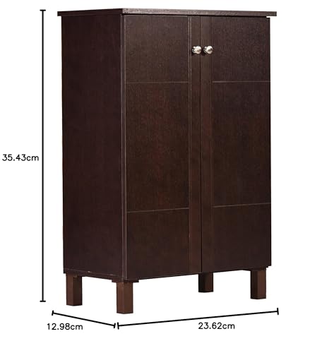 Image of DeckUp Alvo 2-Door Engineered Wood Shoe Rack (Dark Wenge, Matte Finish)