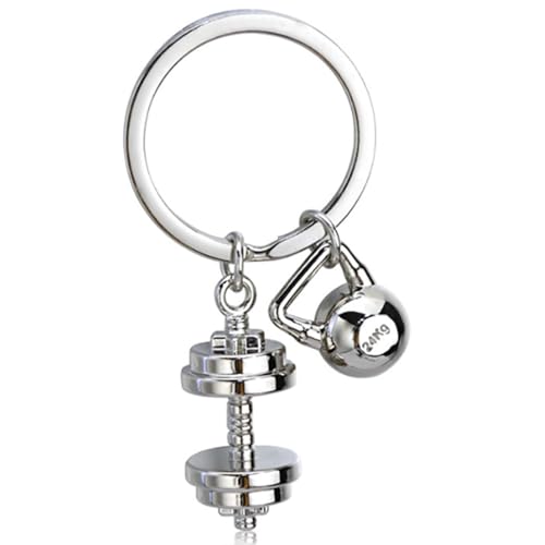 Roar Schlüsselanhänger Hantel & Kugelhantel aus Metall – Fitness Schlüsselring für Sportler, Bodybuilding & Gym Fans – Geschenkidee Krafttraining