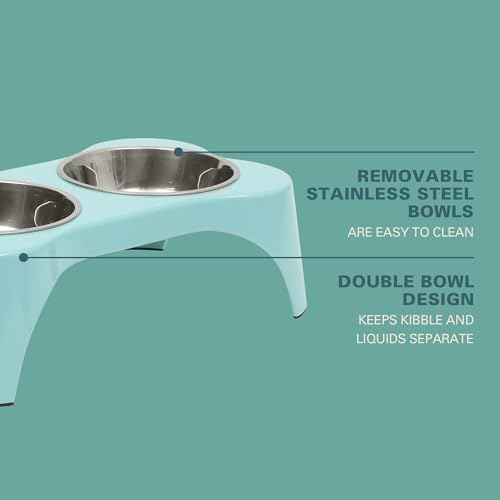 image for Gibson Home Bow Wow Meow 3-Piece Elevated Dog Bowl Set – Bone-Shaped