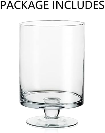 Glass Candle Holder for Pillar Candles - Large Glass Vases for Table Decoration, Clear Hurricane Candle Holder for Wedding Christmas Halloween Party Centerpiece Dining Room Decor, Gifts for Women