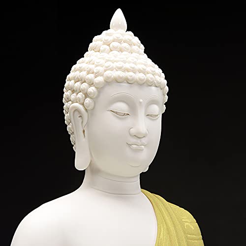 Houlu 12 Inch Ceramic Buddha Statues For Home Decor, Small Buddha Decoration Statue Indoor Outdoor - Yellow #TOP1
