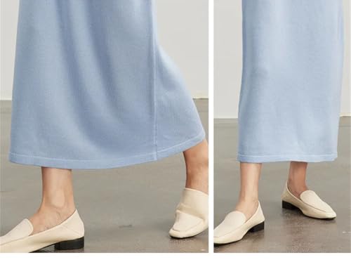 Women Wool Knit Skirt Elastic Waist Drawstring Solid Office Lady Slim Skirt3