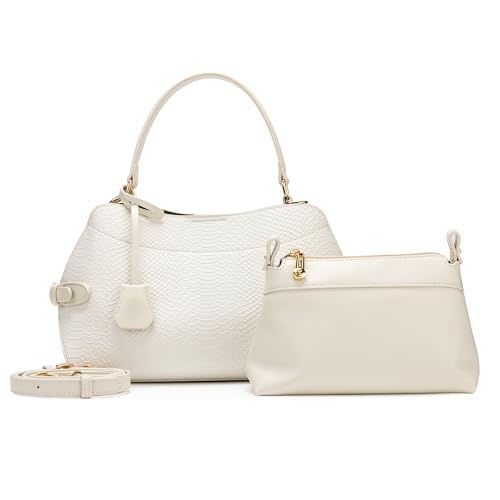 Image of Women Snake Embossed & Faux Suede Hobo Handbag Set Shoulder Crossbody Purse