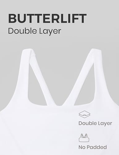 Image of CRZ YOGA Butterlift Square Neck Sports Bras | Double Lined, Light Support, Non Padded, Yoga, Buttery Soft, V-Shaped Racerback, for Women