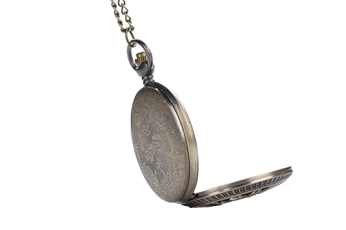 i-mart retro antique bronze pocket watch with 3134 lobster clasp necklace chain classic quartz clock necklace vintage steampunk pocket watch with chain for men and women