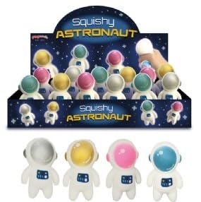 Squishy Astronaut Toy, Space Theme, Stress Relief Squeeze Fidget, Assorted Colours