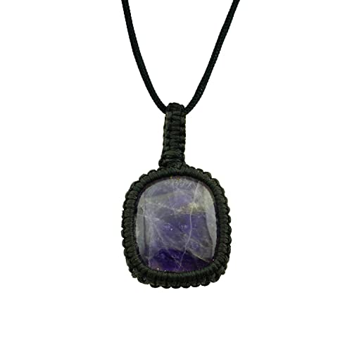 Image of REMEDYWALA Gemstone Macrame Pendant for Reiki & Crystal Healing, Natural Stone