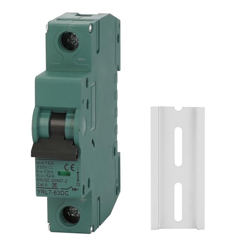 TOMSHIELE DC 16 Amp Miniature Circuit Breaker, 250V 1 Pole Circuit Protection Device for Solar PV Systems, Din Rail Breaker(C16A)