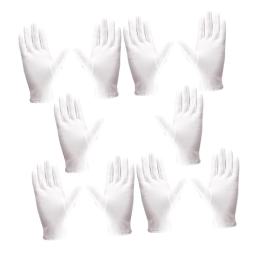 Elastic Gloves Set 5 Pairs White Jewelry Gloves Etiquette Function for Inspection and Cleaning