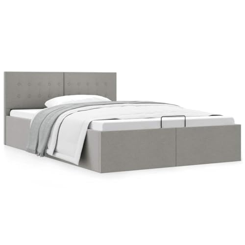Lumanois Cama hidráulica almacenaje sin colchón Gris Claro 140x200 cm,Mobiliario,Camas y somieres,39.4kg-285579