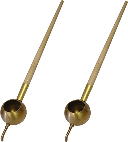 Set of 2 Brass Tjanting Tools 35mm bowls, 1mm spout and 1.5mm spout with Hints & Tips Guide