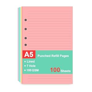 Cheericome A5 Nachfüllpapier 7 Löcher 100 Blatt