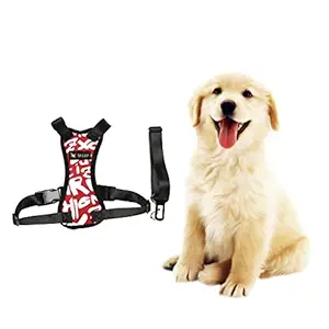 arythe Adjustable Pet Cat Dog Car Seat Belt Restraint Harness Leash Red Letter_S