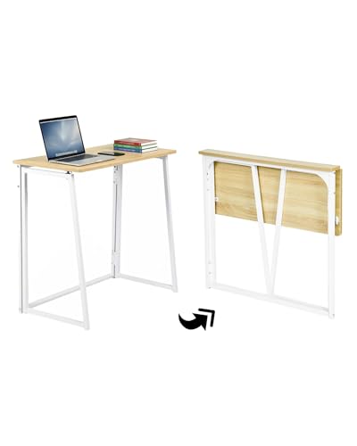 Ginhow Klappbarer Schreibtisch 80x40x74cm Computertisch Klappbar Kleiner PC Tisch Klapptisch Klein für Büro Wohnzimmer Schlafzimmer Moderner Klappschreibtisch Study Table