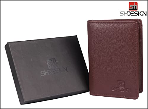 Image of SHDESIGN Chris Brown Bi fold Credit Debit /Card Holder Small Slim Minimalist Genuine Leather Wallet for Men /Women