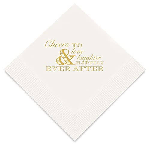 Serviettes à cocktail Weddingstar blanches et dorées 3 plis pour mariage