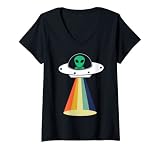 Femme Visiteur de Noël Alien de Outerspace T-Shirt avec Col en V