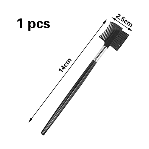 1 Wimpernkämme & Brauenbürstchen,Augenbrauenkamm, Augenbrauenbürste mit Kamm Doppelseiten, Augenbrauenbürstchen,Wimperntrenner Werkzeug für Frauen Make-up Kosmetik -Schwarz