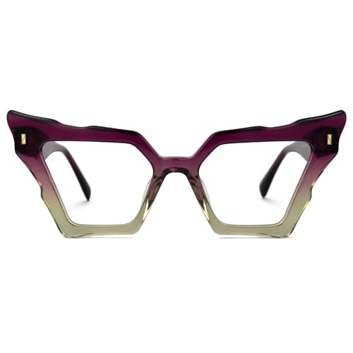 Image of Zeelool Vintage Cat Eye Blue Light Blocking Glasses for Women Jeralys ZJGA555269-04 Purple-Green