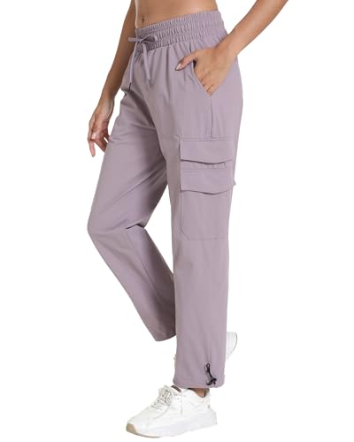 Image of Women's Joggers with Pockets, Hiking Cargo Water Resistant Lightweight Pants for Women Workout Athletic Travel Camping