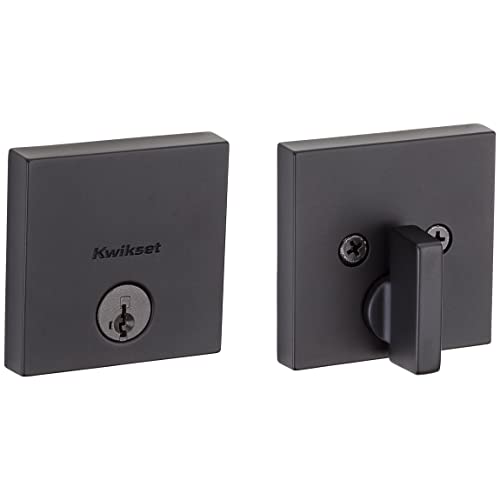 Kwikset Downtown Deadbolt Lock Single Cylinder, Secure Keyed Protection For Exterior Entry Doors, With Smartkey Re-Key Security Technology And Microban Protection, Matte Black #TOP3