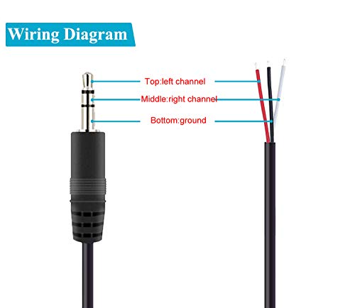 Cable con conector Jack 3.5mm macho a cable abierto 5 piezas miniatura 3