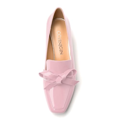 Image of Womens Loafer with Heel, Comfortable Chunky Heels for Women, Loafers Shoes with Bowknot Womens Bunion Dress Shoes