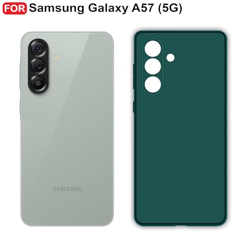 Image of CEDO Back Cover for Samsung Galaxy A57 (5G) | Camera Bump Protection & Inner Velvet Fabric Lining | Ultra Slim Matte Soft Rubberised Case Cover (Green)