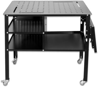 Welding Table Heavy Duty Mobile Steel Workbench with Wheels, Work...