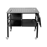 Welding Table Heavy Duty Mobile Steel Workbench with Wheels, Work Station Universal Workbench for Metalworking, Cutting Grinding Welding Projects, Sturdy Support Frame
