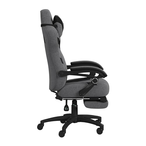 RESPAWN 110 Pro Gaming Chair - Gaming Chair with Footrest, Reclining Gaming Chair, Video Gaming Computer Desk Chair, Adjustable Desk Chair, Gaming Chairs for Adults with Headrest Pillow - Grey Fabric - Thumbnail 5