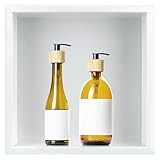 12" X 12" 304 Stainless Steel Shower Niche White Rectangular Organizer Shelf Insert in Wall Recessed for Bathroom Wall Soap Douche Storage No Tile Needed (White 12×12 inches)