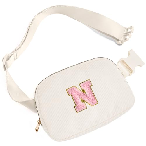 Image of Gitus Gifts for Teen Girls 10-12 12-14 14-16 16-18 Birthday Gifts for Girls Women Sister Teacher Initial Belt Bag Fanny Pack Crossbody Bags for Teen Girl Gifts Trendy Stuff Travel Essentials (Ivory-N)