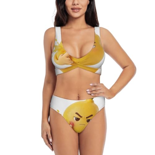 Maillot de bain deux pièces push-up Lemon Popping Zit en textile premium doux