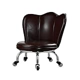 QUNINE Rollstuhlhocker mit Rückenlehne, beweglicher Rollhocker mit 5 Lenkrollen, PU-Lederbank mit Rädern, Tragkraft 120 kg, Hocker mit niedrigem Sitzkissen für Erwachsene und Kinder