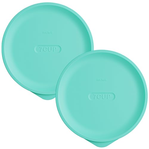 Replacement Lids for Pyrex 7402-PC 6/7 Cup Silicone Round Storage Cover Lid for Anchor Hocking Glass Bowl 2 Pack Turquoise