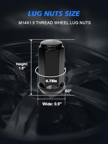 Image of 24pcs Black M14x1.5 Lug Nuts, Factory Chrome Wheel Lug Nut Set